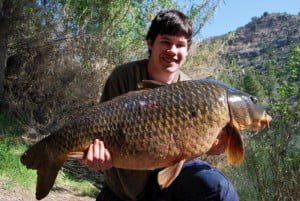 Jonathan and a beautiful old warrior of a carp, all 38lb 8oz